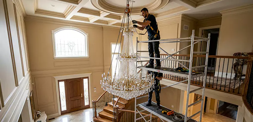 Two-Story Foyer Chandelier Installation in Nashville